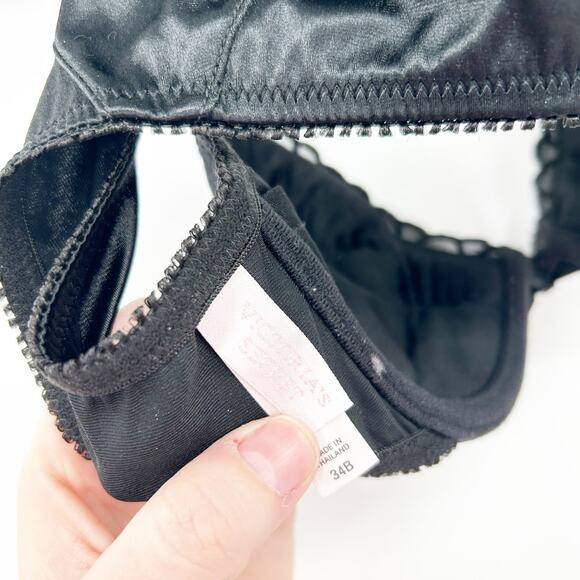 Victorias Secret VS Vintage Lingerie Satin Lace Underwire Racerback Bra Size 34B - Picture 5 of 7